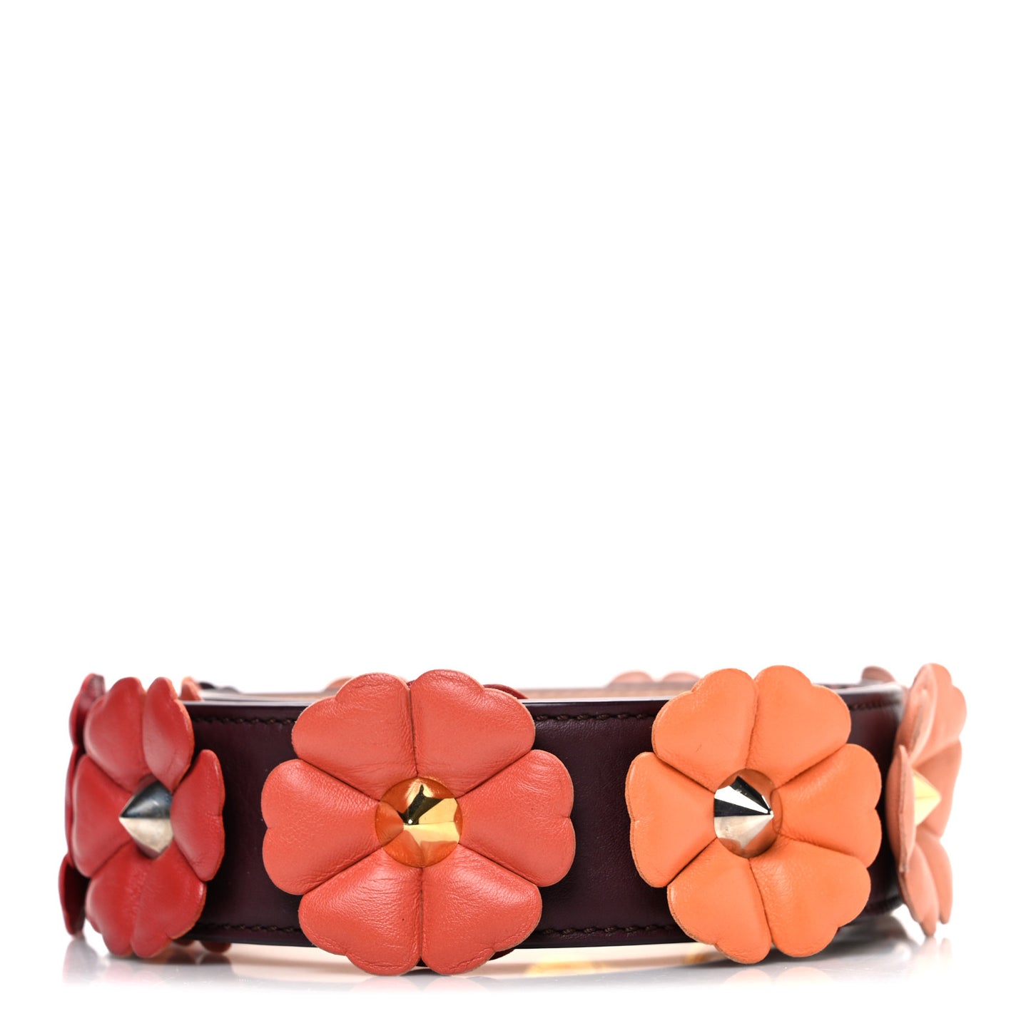 Vitello Dolce Flowerland Bi-Color Studded Strap You Bordeaux Plaster Multicolor