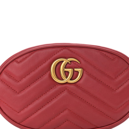 Gucci Calfskin Matelasse GG Marmont Belt Bag 95 38 Hibiscus Red 9 of 14