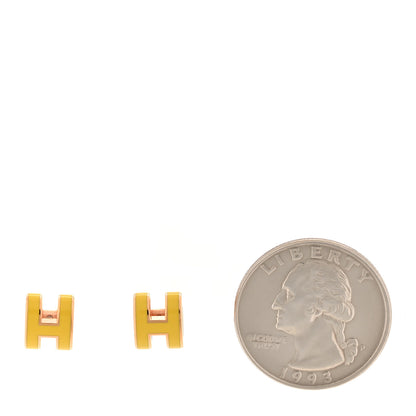 Hermes Rose Gold Lacquered Mini Pop H Earrings New Jaune De Naples 2 of 6