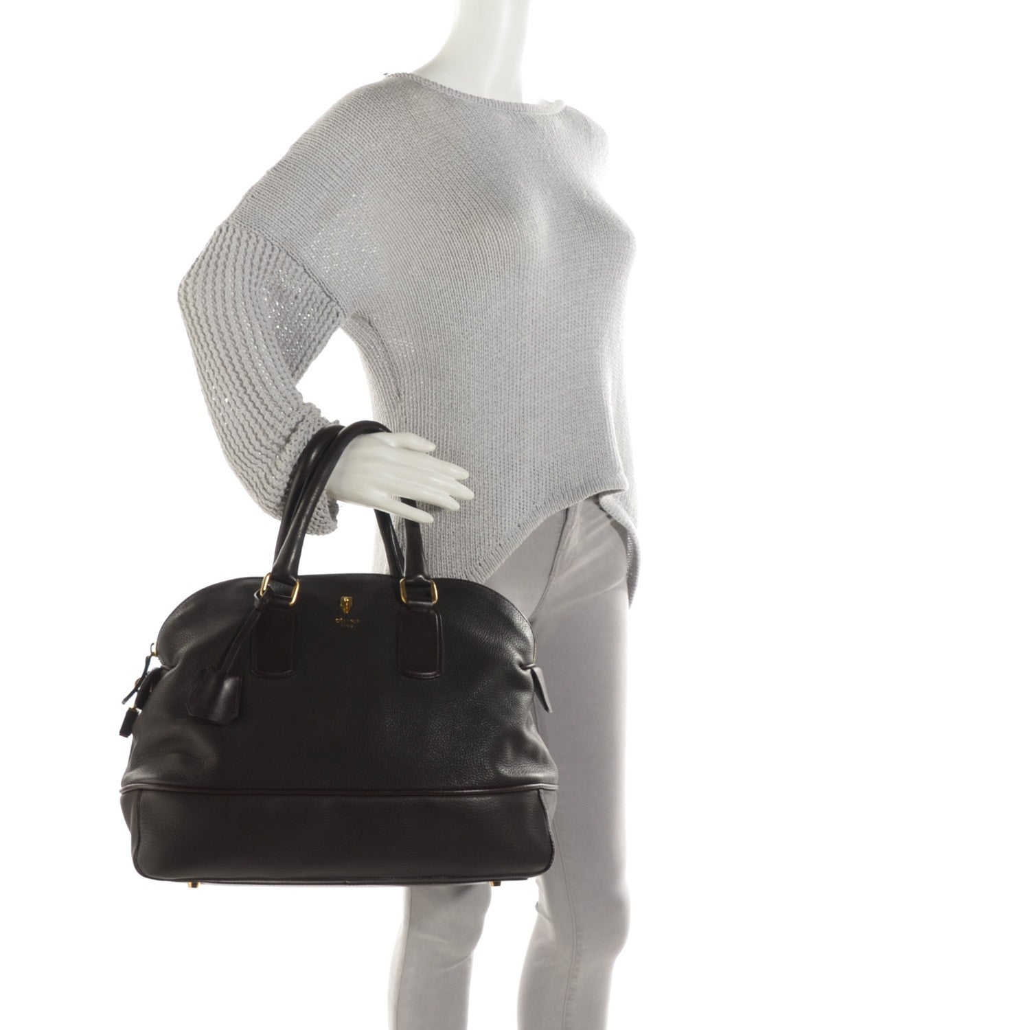 Celine Calfskin Bowler Bag Dark Brown 2 of 7