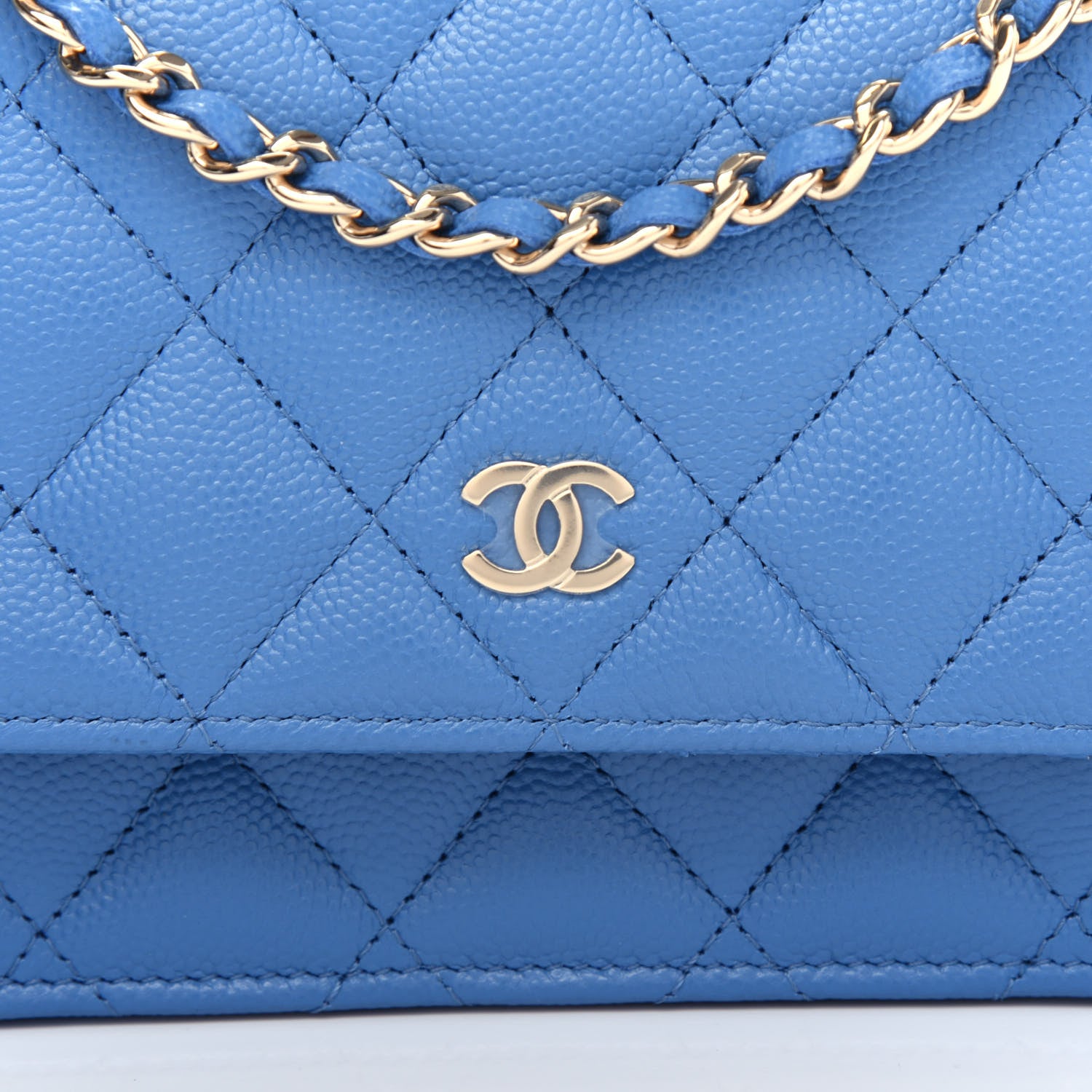 Chanel Caviar Quilted Mini Wallet On Chain WOC Blue 10 of 11