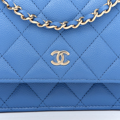 Chanel Caviar Quilted Mini Wallet On Chain WOC Blue 10 of 11
