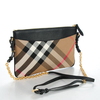 Burberry House Check Sequin Peyton Crossbody Clutch Bag Gold Black 3 of 8