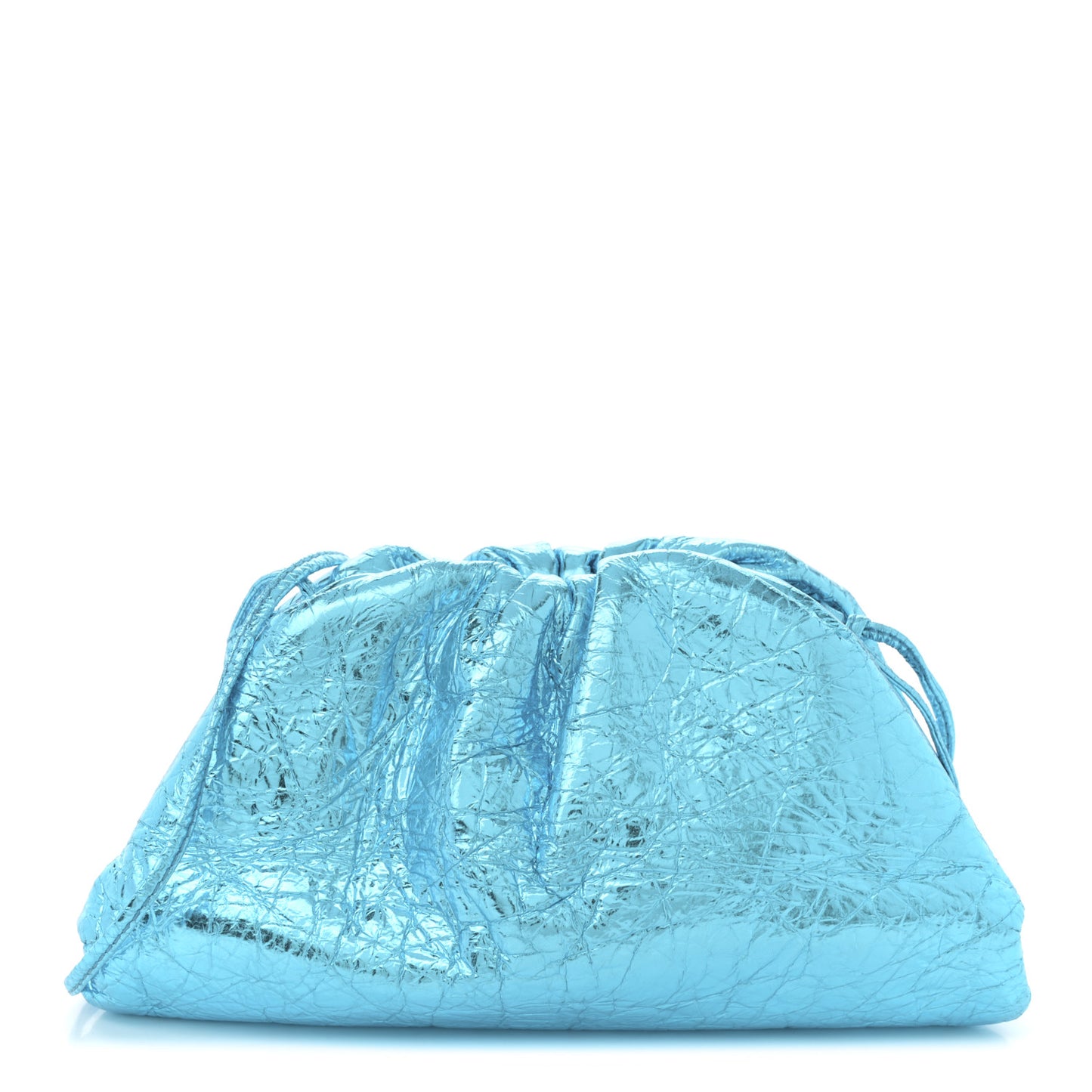 Metallic Crushed Calfskin The Mini Pouch Sky Blue