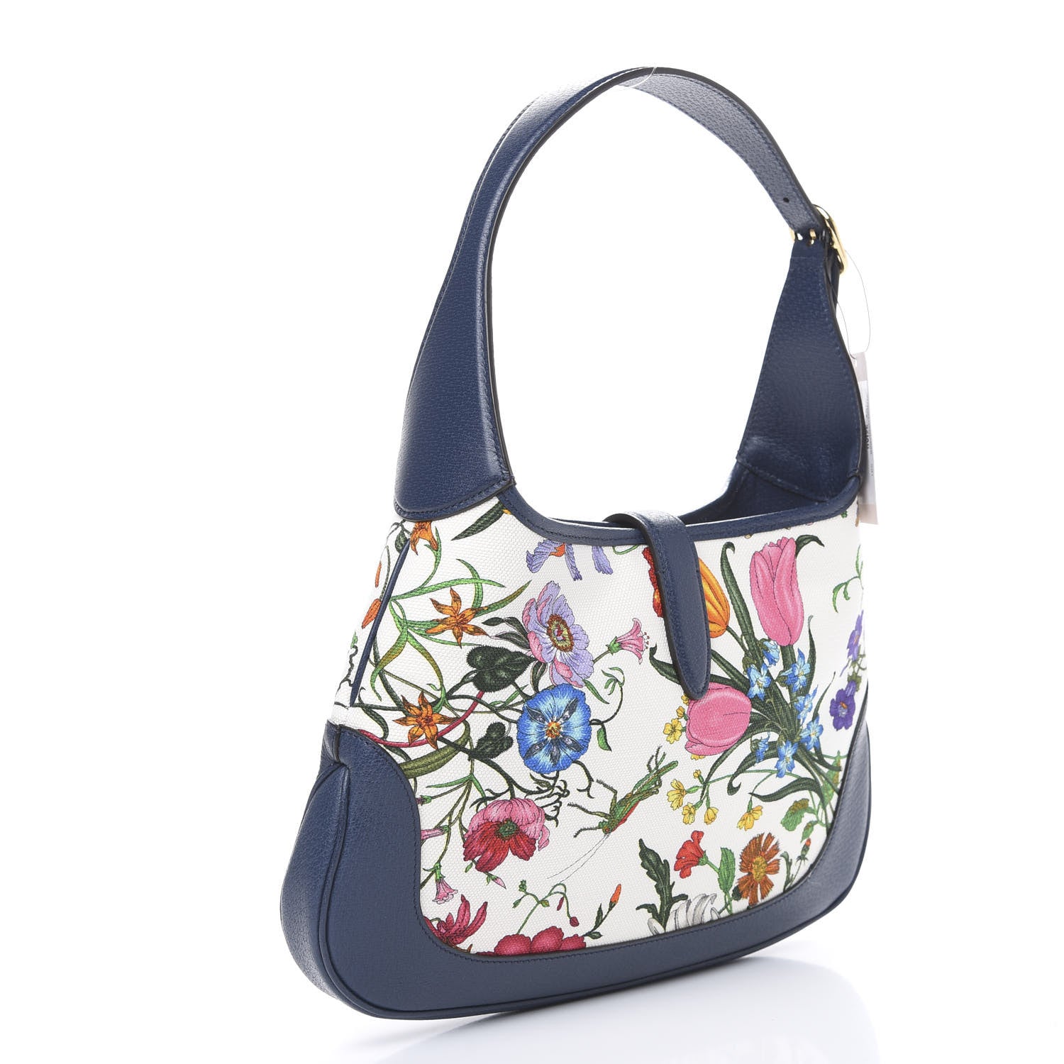 Gucci Canvas Flora Medium Jackie Hobo Blue Agata 2 of 8
