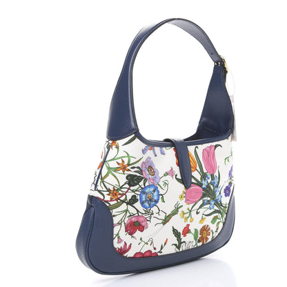 Gucci Canvas Flora Medium Jackie Hobo Blue Agata 2 of 8