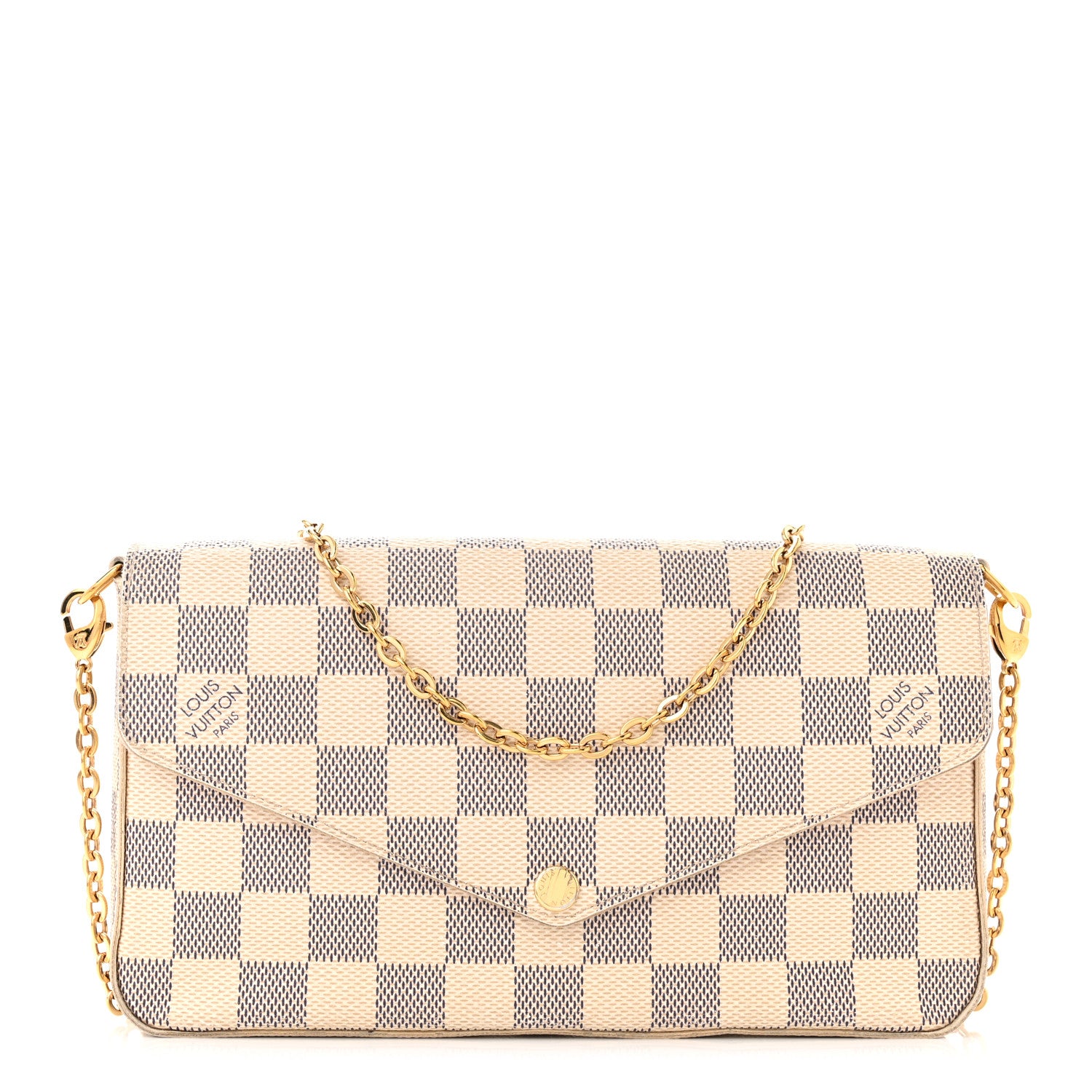 Louis Vuitton Damier Azur Pochette Felicie Chain Wallet Rose Ballerine 3 of 17