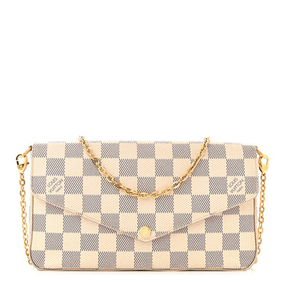 Louis Vuitton Damier Azur Pochette Felicie Chain Wallet Rose Ballerine 3 of 17