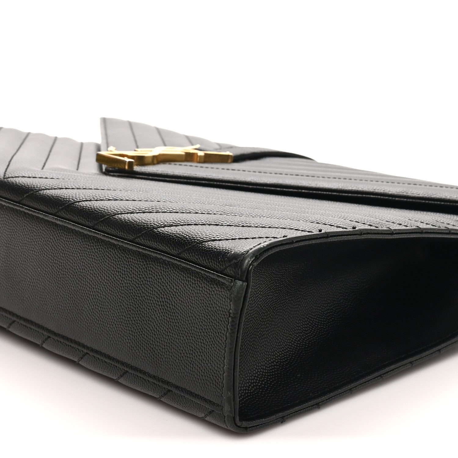 Saint Laurent Grain De Poudre Matelasse Chevron Large Monogram Satchel Black 10 of 10