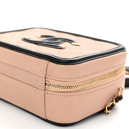Chanel Caviar Quilted Small CC Filigree Vanity Case Beige Black 10 of 10