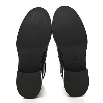 Louis Vuitton Calfskin Monogram Wonderland Flat Ranger Boots 39 Black 5 of 9