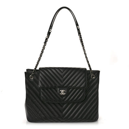 Chanel Caviar Chevron Quilted Flap Tote Black 1 of 10