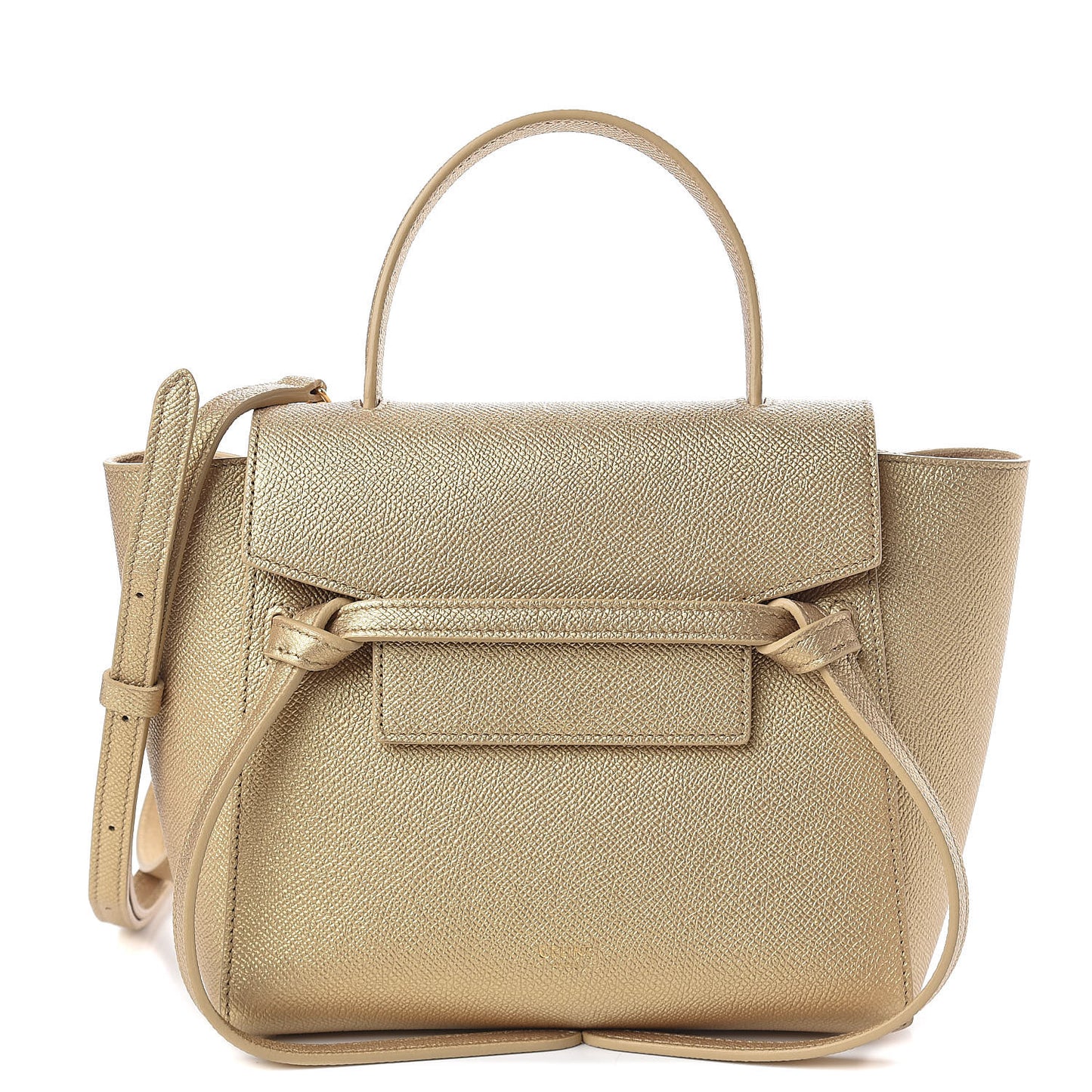 Laminated Calfskin Nano Belt Bag Gold