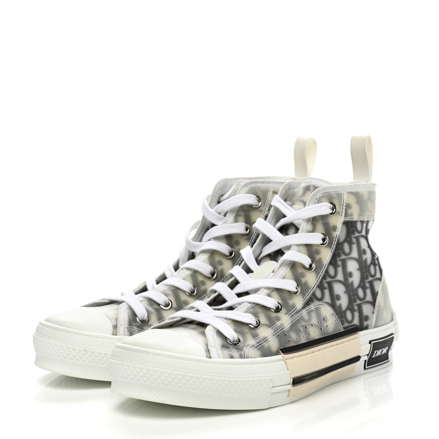 Technical Canvas Oblique Mens B23 High Top Sneakers 38 White Black