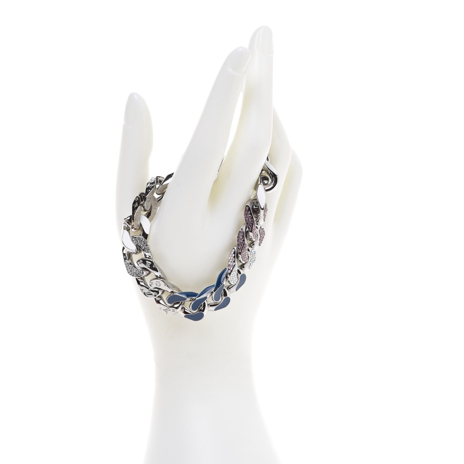 Louis Vuitton Crystal Chain Links Patches Bracelet 2 of 6