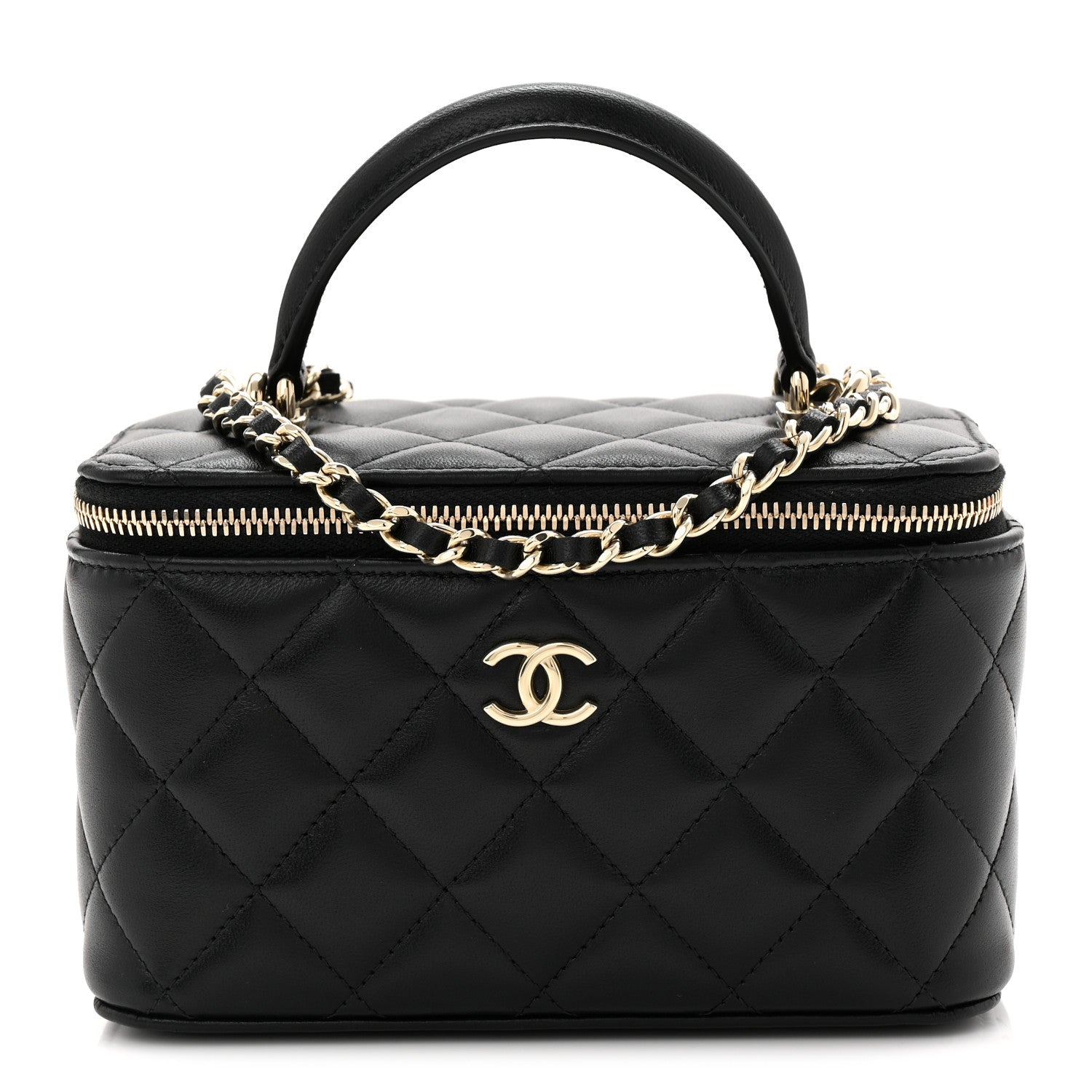 Chanel Lambskin Quilted Small Top Handle Vanity Case With Chain Black 1 of 10
