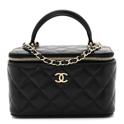 Chanel Lambskin Quilted Small Top Handle Vanity Case With Chain Black 1 of 10