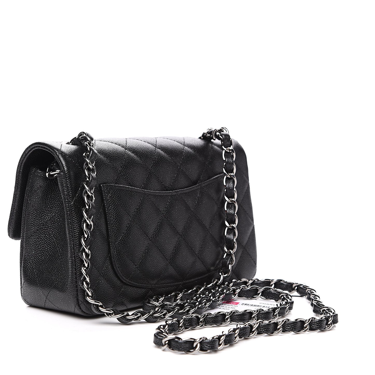 Iridescent Caviar Quilted Mini Rectangular Flap Black