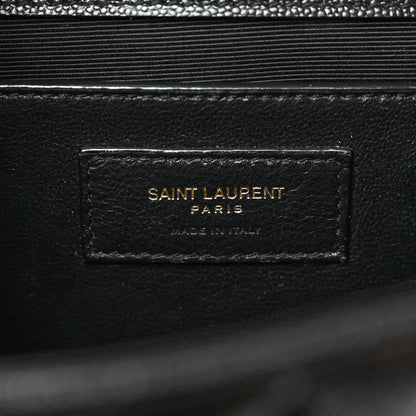 Saint Laurent Grain De Poudre Textured Mixed Matelasse Triquilt Medium Monogram Satchel Black 5 of 9