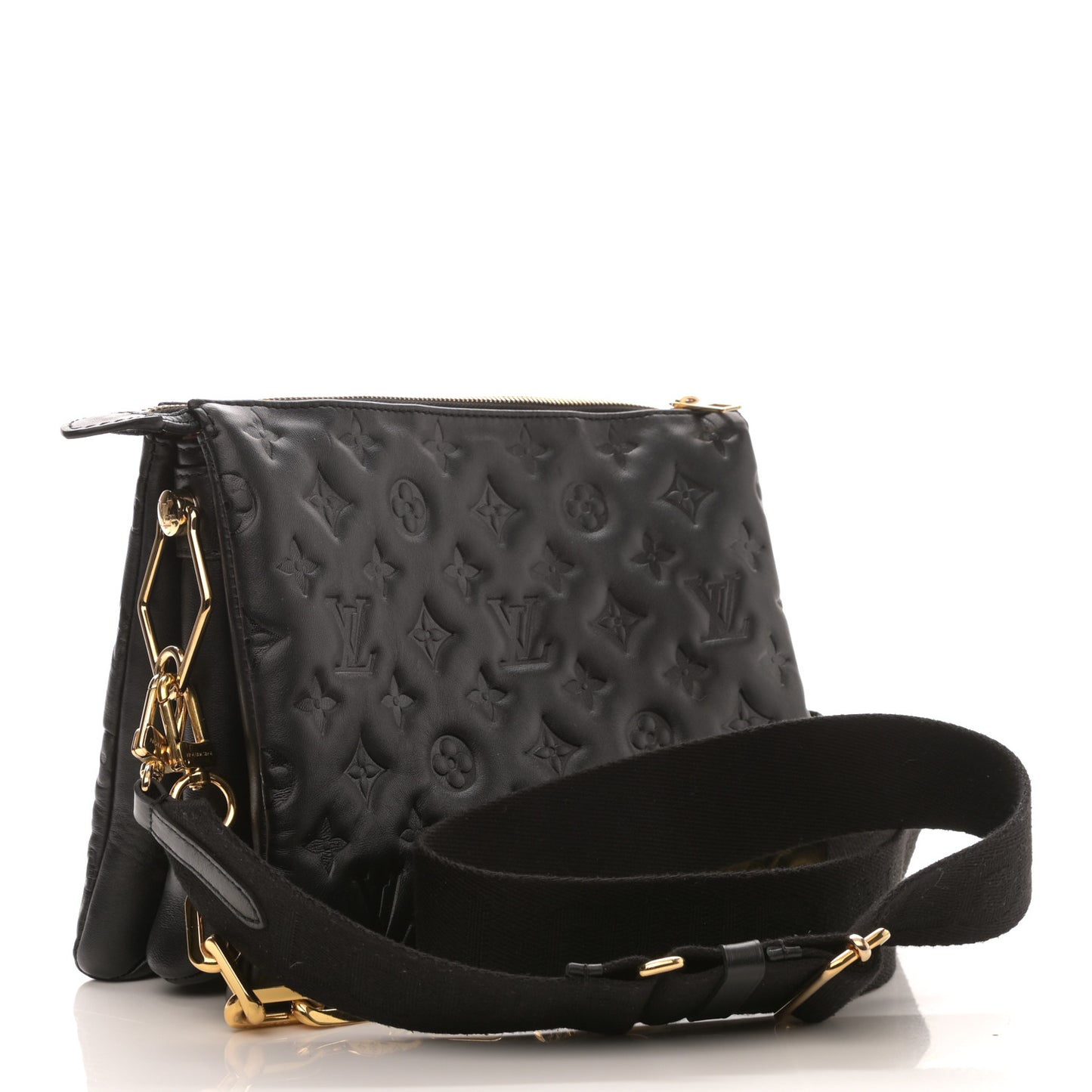 Lambskin Embossed Monogram Coussin PM Black