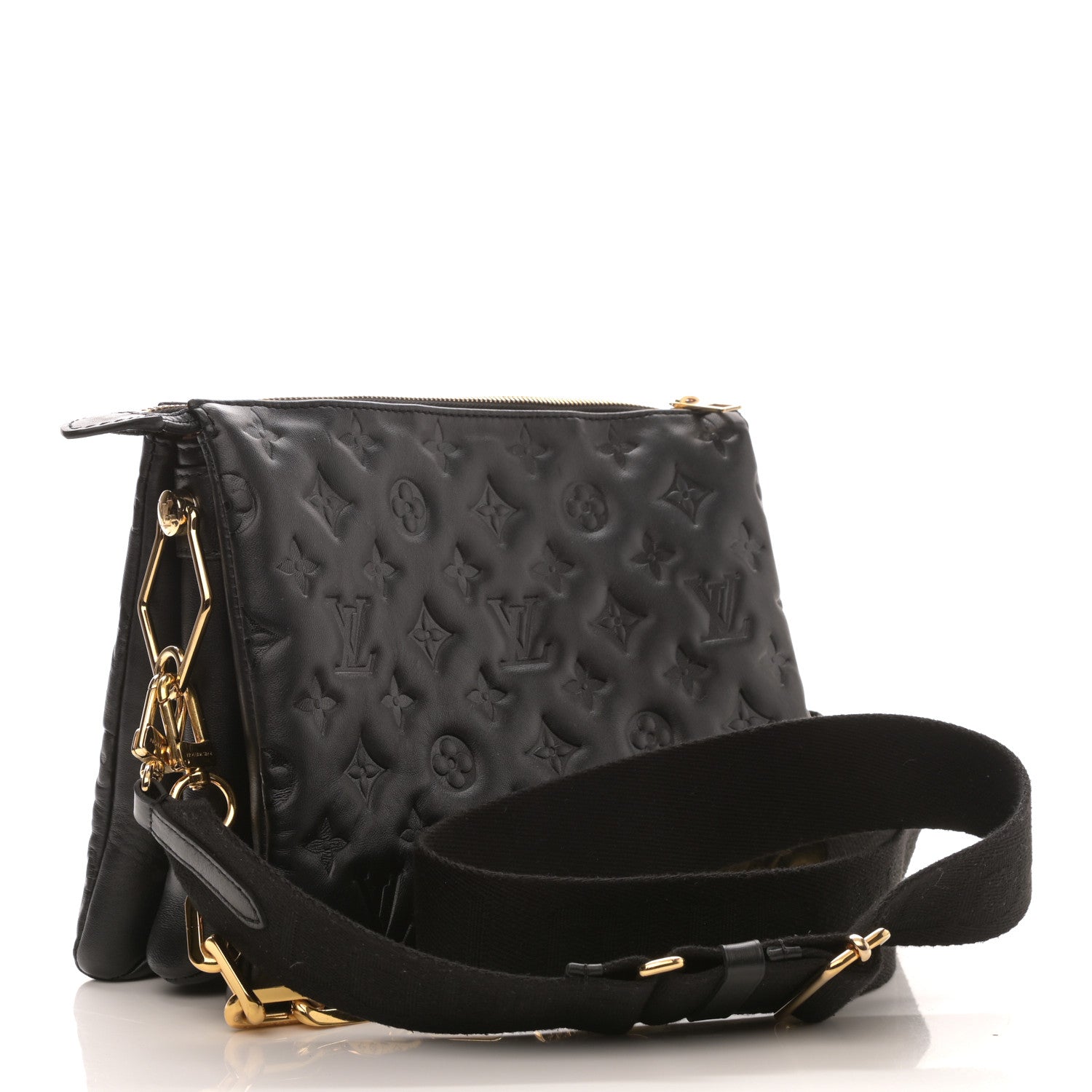 Louis Vuitton Lambskin Embossed Monogram Coussin PM Black 3 of 10
