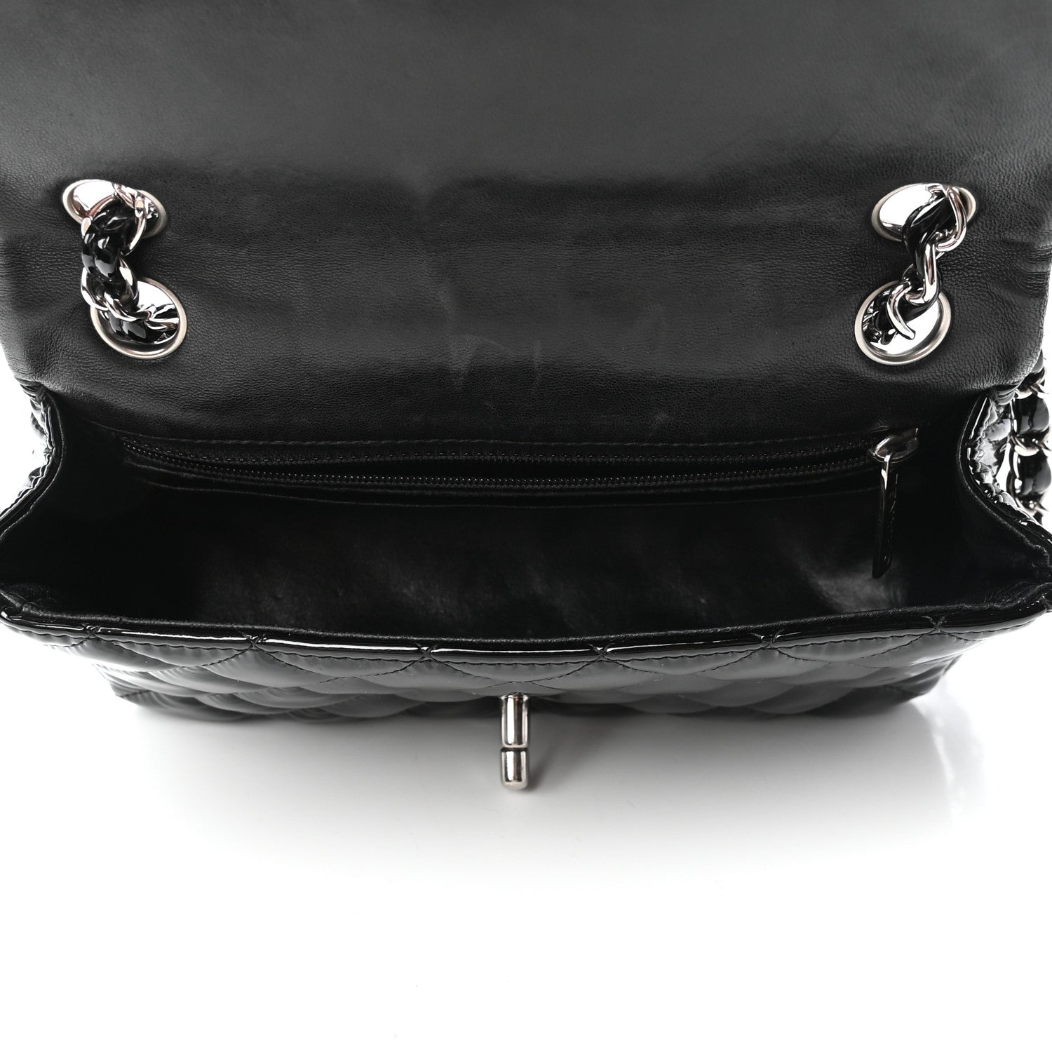 Chanel Patent Calfskin Quilted Mini Rectangular Flap Black 5 of 9