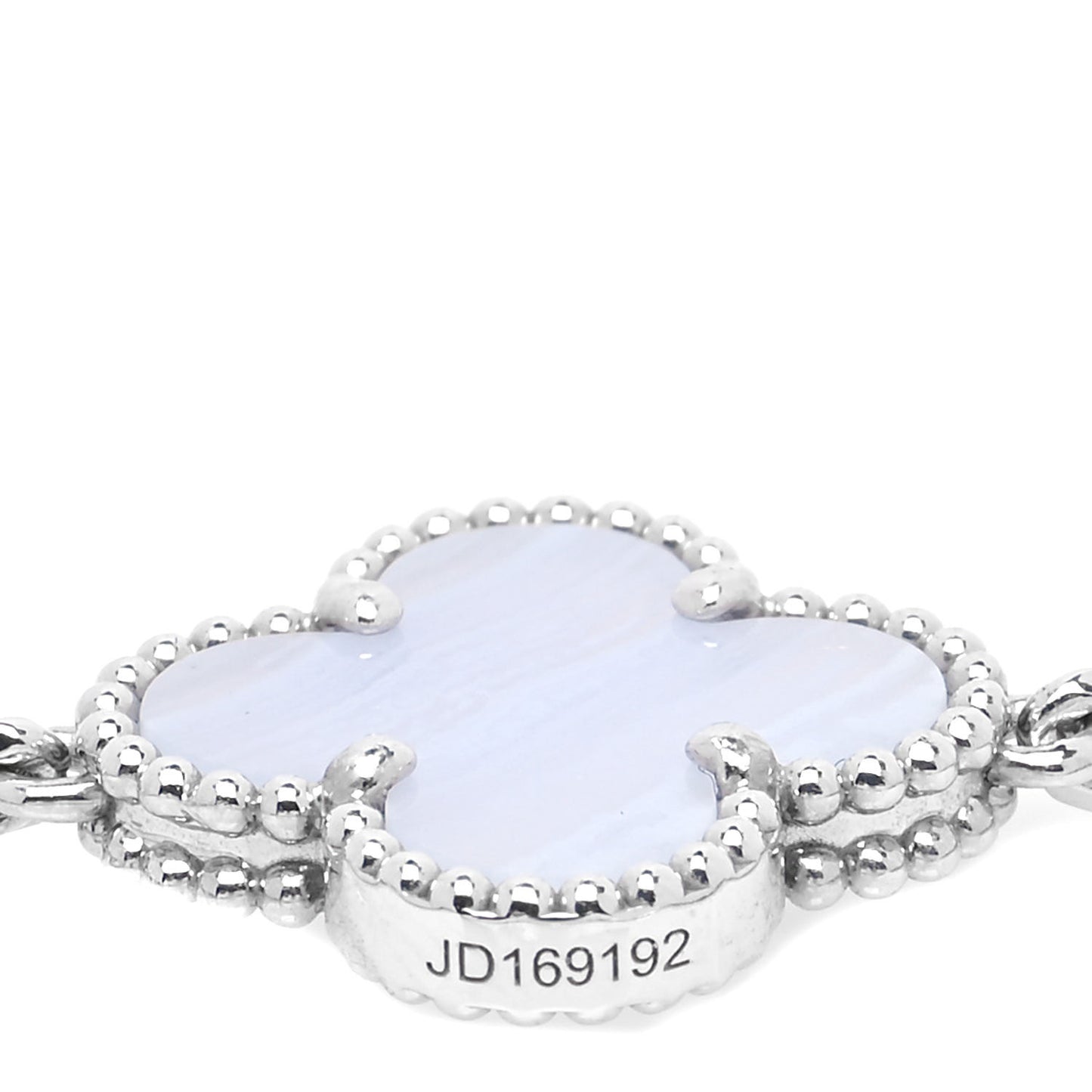 18K White Gold Chalcedony 5 Motifs Vintage Alhambra Bracelet
