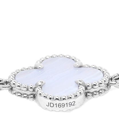 Van Cleef & Arpels 18K White Gold Chalcedony 5 Motifs Vintage Alhambra Bracelet 6 of 7