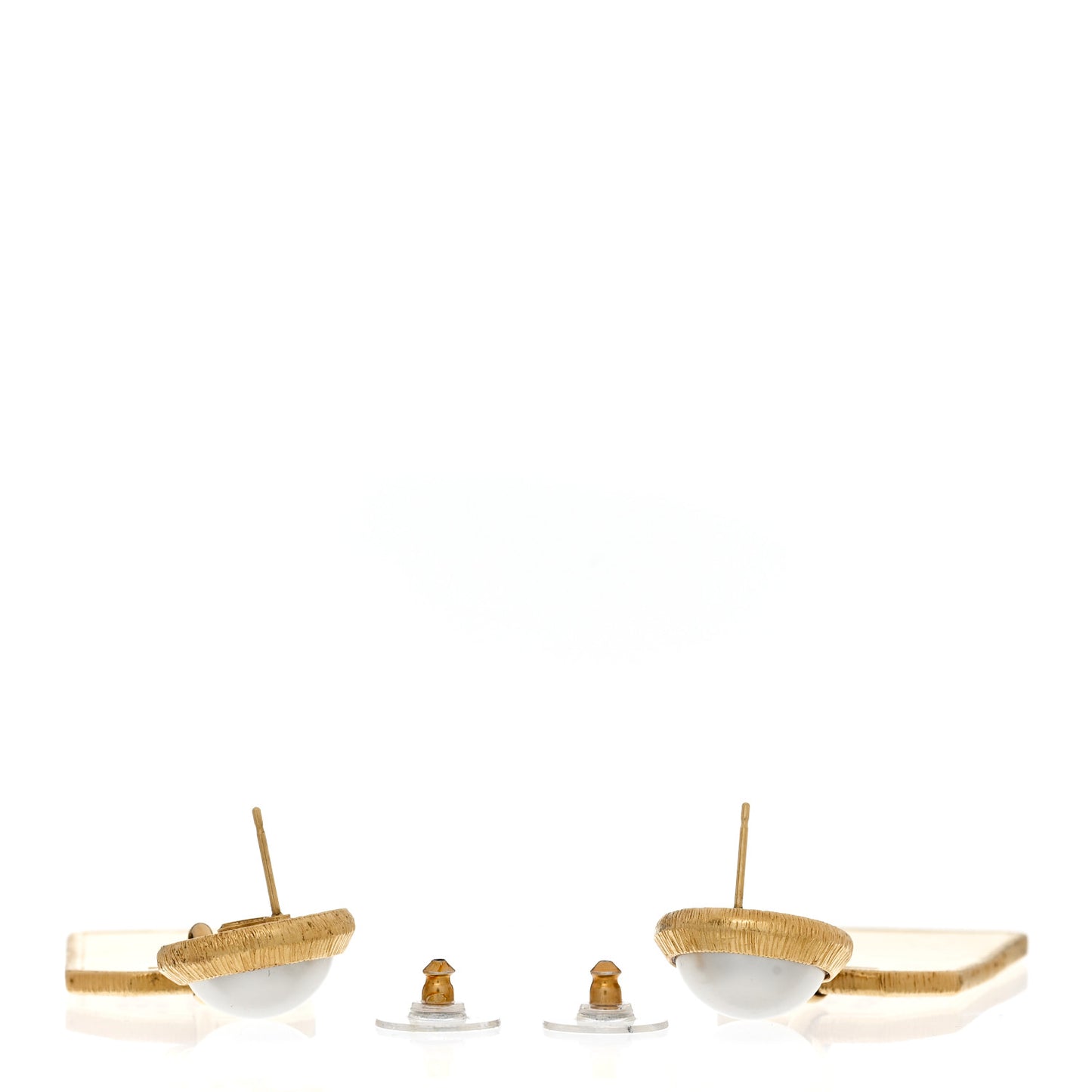 Pearl CC Tags Drop Earrings Gold