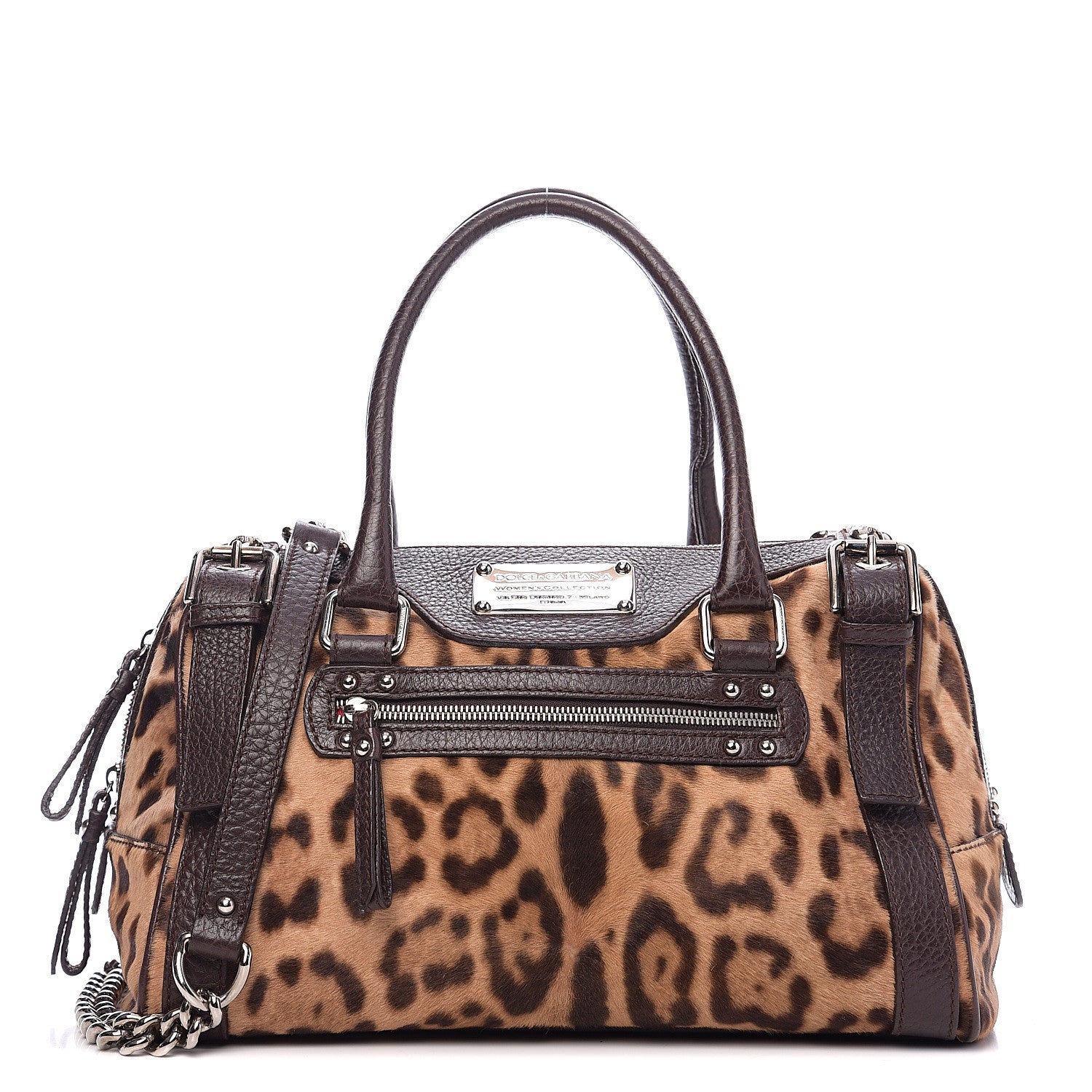 Dolce & Gabbana Calf Hair Leopard Print Miss Easy Way Satchel Naturale 1 of 9