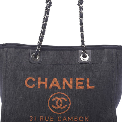 Chanel Denim Small Deauville Tote Blue Orange 8 of 11