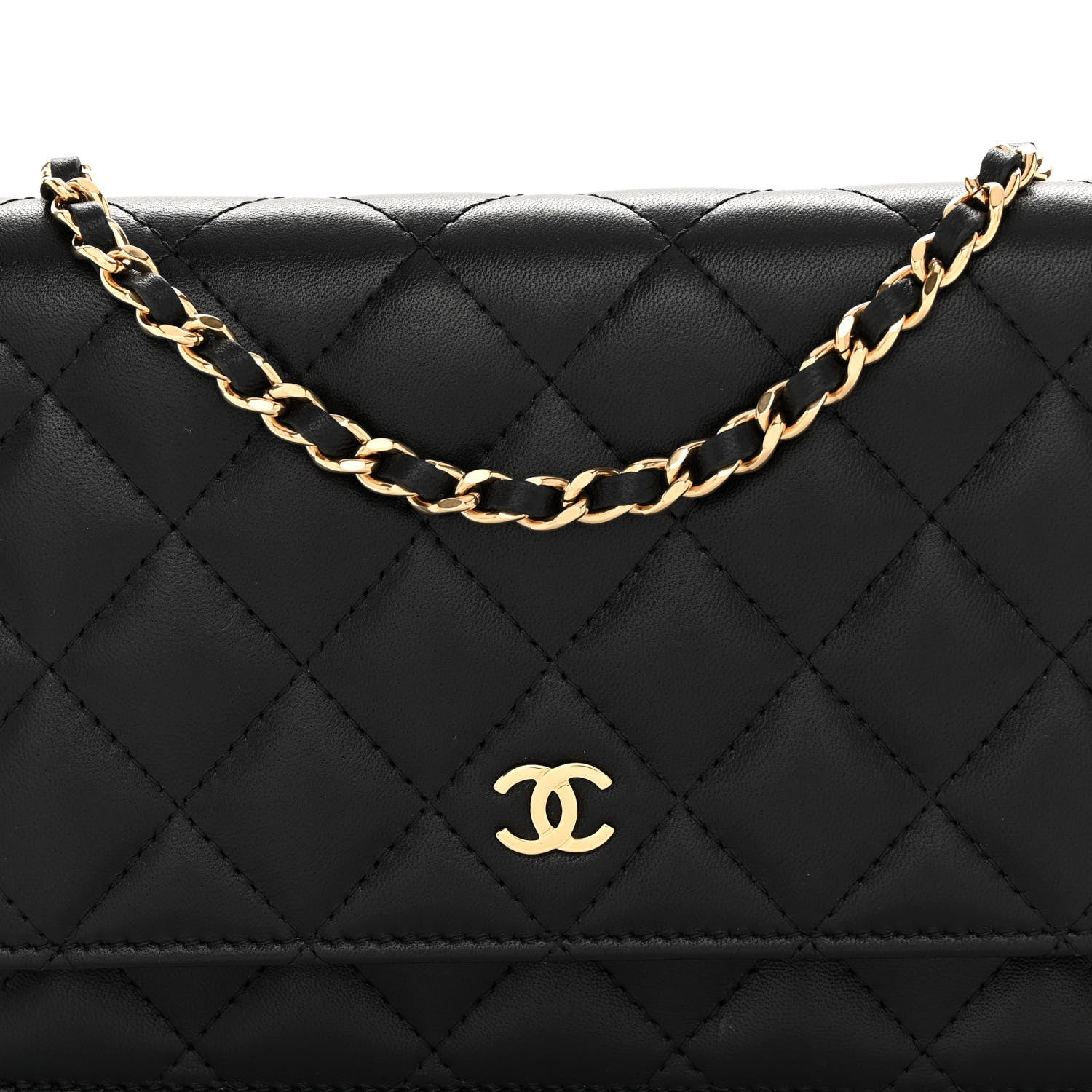 Chanel Lambskin Quilted Wallet On Chain WOC Black 9 of 12