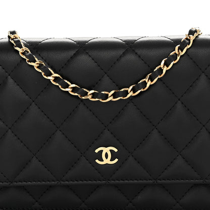 Chanel Lambskin Quilted Wallet On Chain WOC Black 9 of 12