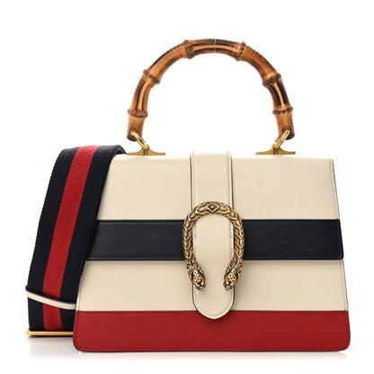 Gucci Calfskin Bamboo Web Medium Dionysus Top Handle Bag White Blue Hibiscus Red 1 of 19