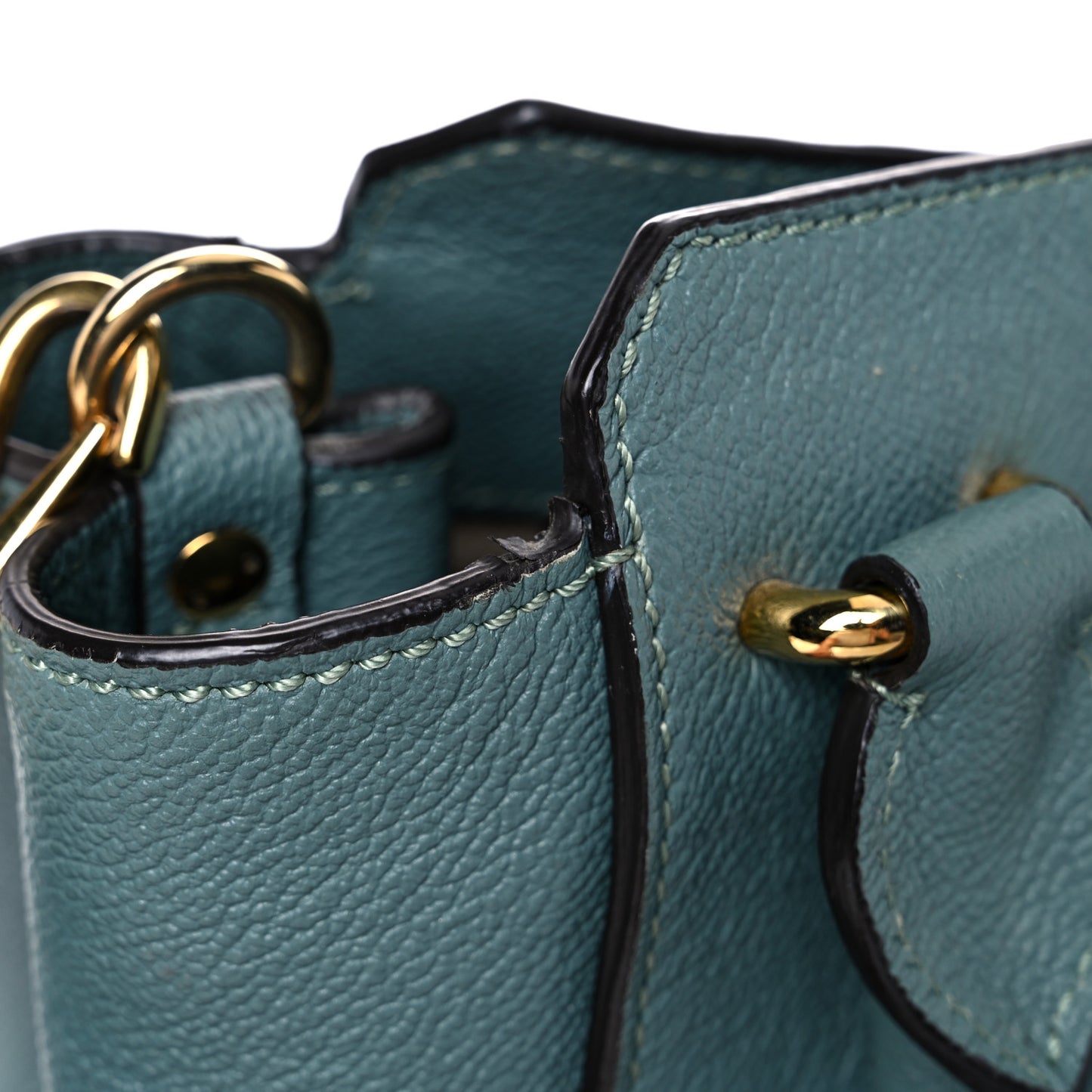 Soft Grain Calfskin Medium Buckle Tote Celadon Blue