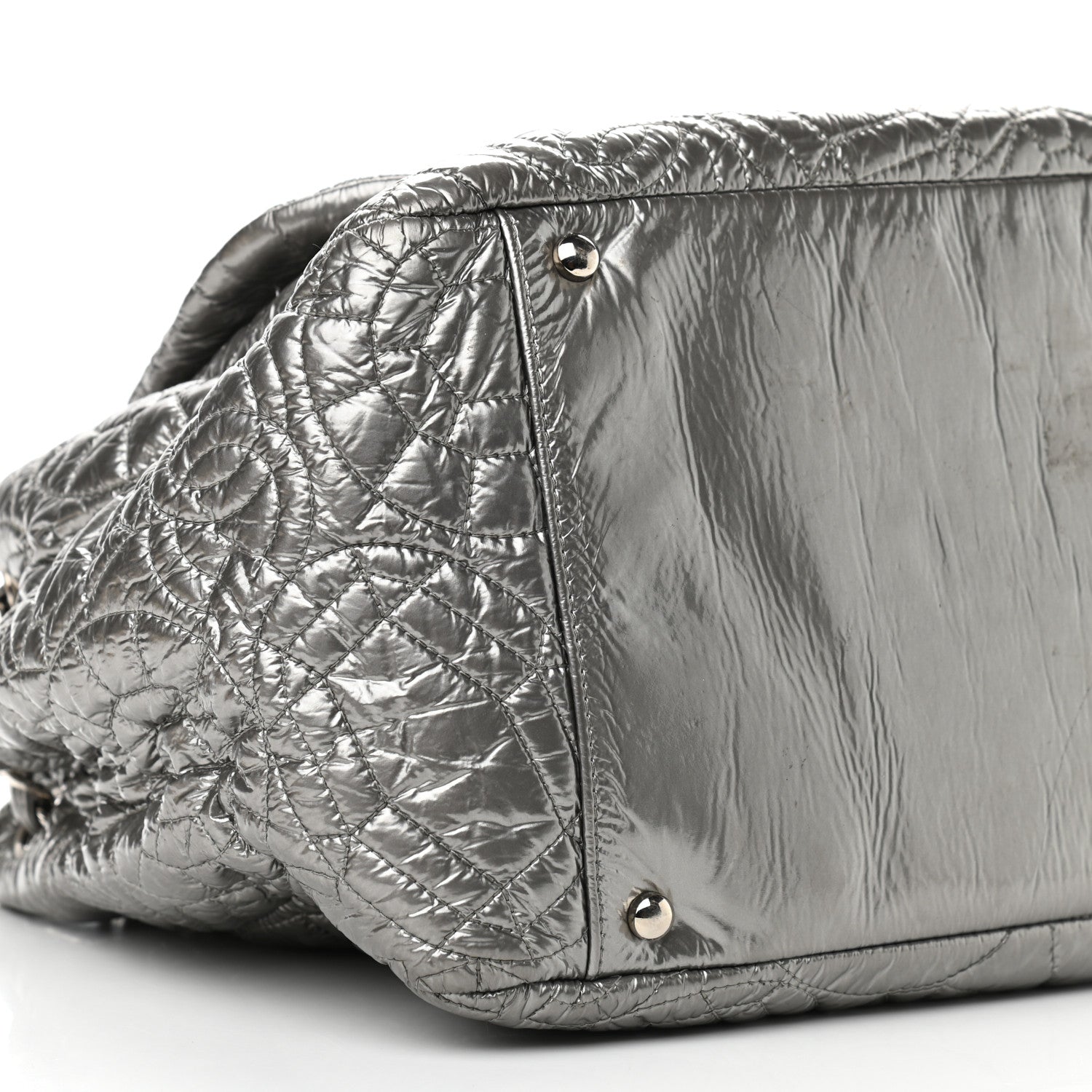 Chanel Vinyl Graphic Edge Accordion Flap Bag Silver 9 of 11
