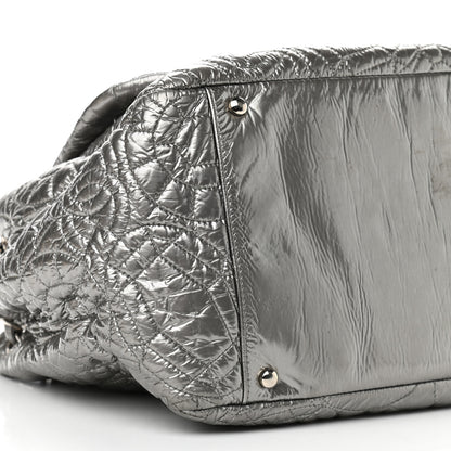 Chanel Vinyl Graphic Edge Accordion Flap Bag Silver 9 of 11