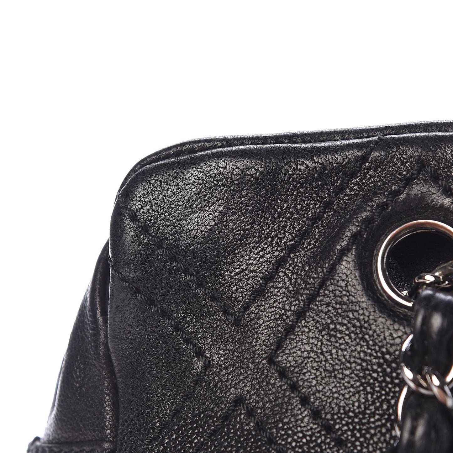Calfskin Diamond Stitch Tote Black
