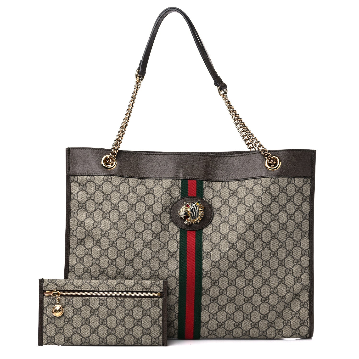 Gucci GG Supreme Monogram Large Rajah Chain Tote Beige New Acero 1 of 12