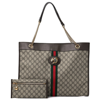 Gucci GG Supreme Monogram Large Rajah Chain Tote Beige New Acero 1 of 12