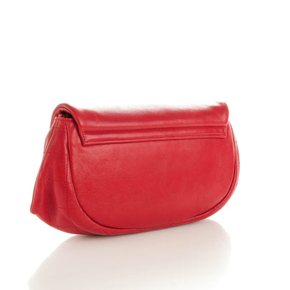 Chanel Lambskin Half Moon Wallet On Chain WOC Red 3 of 8