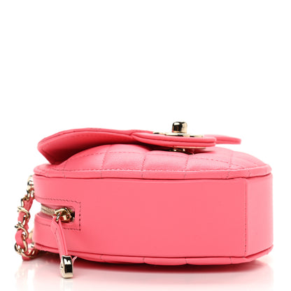 Chanel Lambskin Quilted CC In Love Heart Clutch With Chain Pink 4 of 11