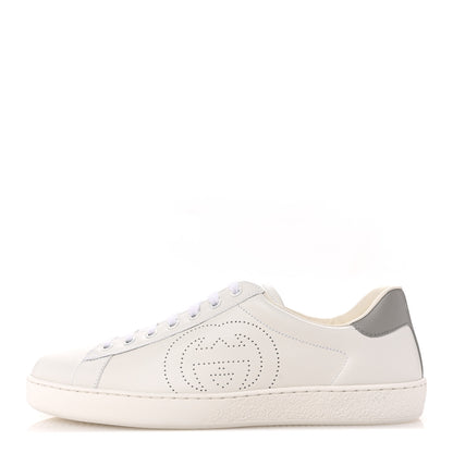 Gucci Calfskin Interlocking G Perforated Mens Ace Sneakers 9.5 White Grey Sky 1 of 11