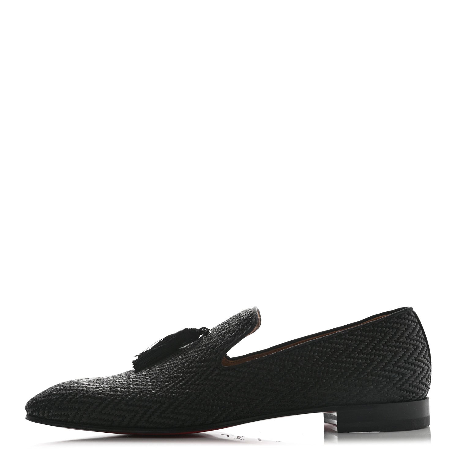 Christian Louboutin Fabric Chevron Mens Tassel Serge Officialito Flat Loafers 45 Black 1 of 7