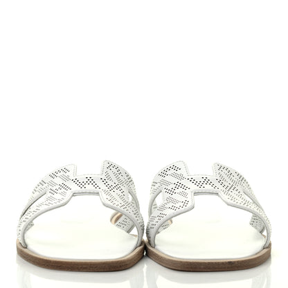 Hermes Calfskin Perforated Oran Sandals 36 White 2 of 9