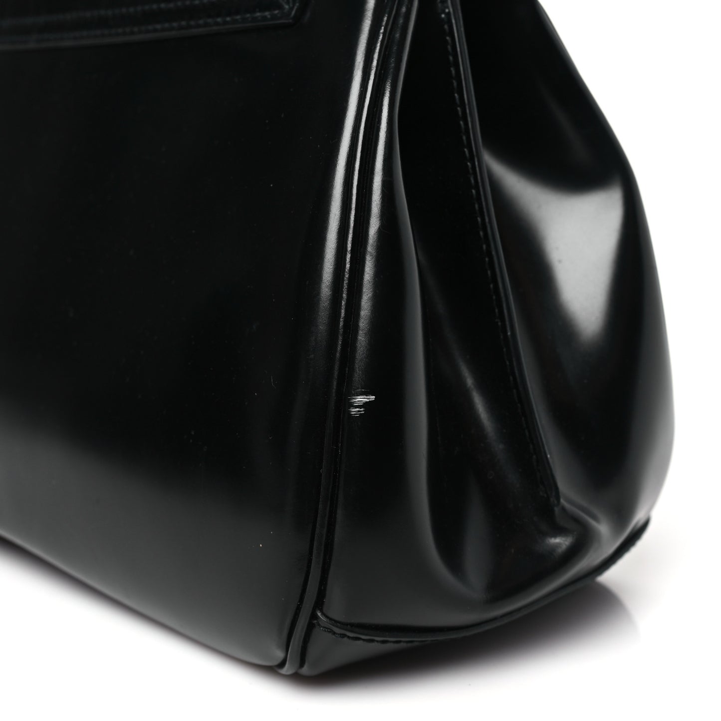 Regent Calfskin Bamboo Medium Lady Lock Top Handle Bag Black