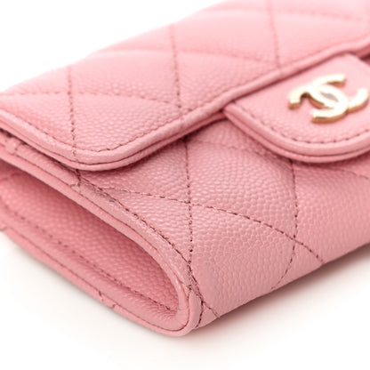 Chanel Caviar Quilted Flap Card Holder Wallet Pink 10 of 12