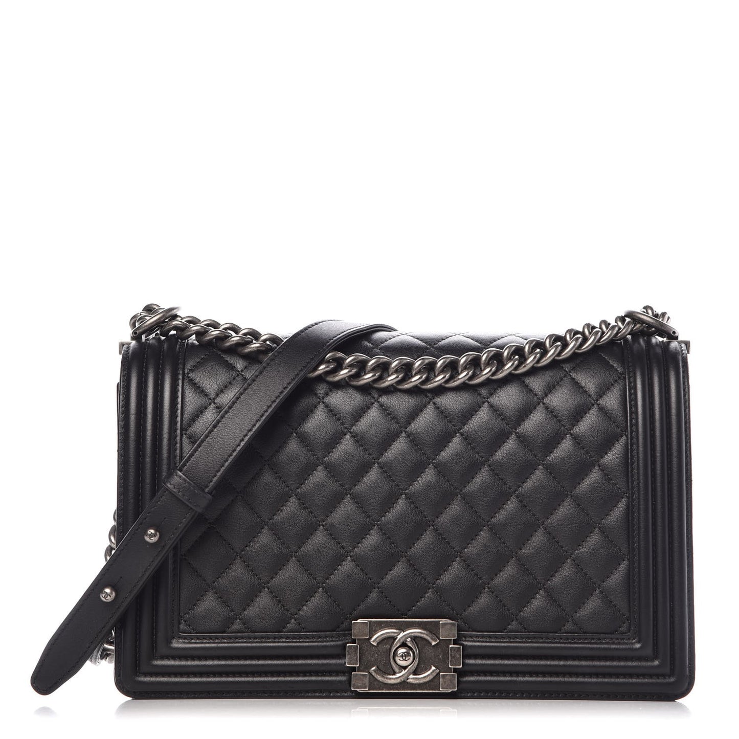 Calfskin Quilted New Medium Boy Flap Black