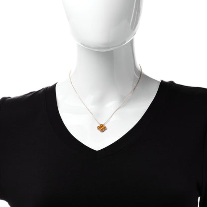 Van Cleef & Arpels 18K Yellow Gold Tiger Eye Vintage Alhambra Pendant Necklace 2 of 7