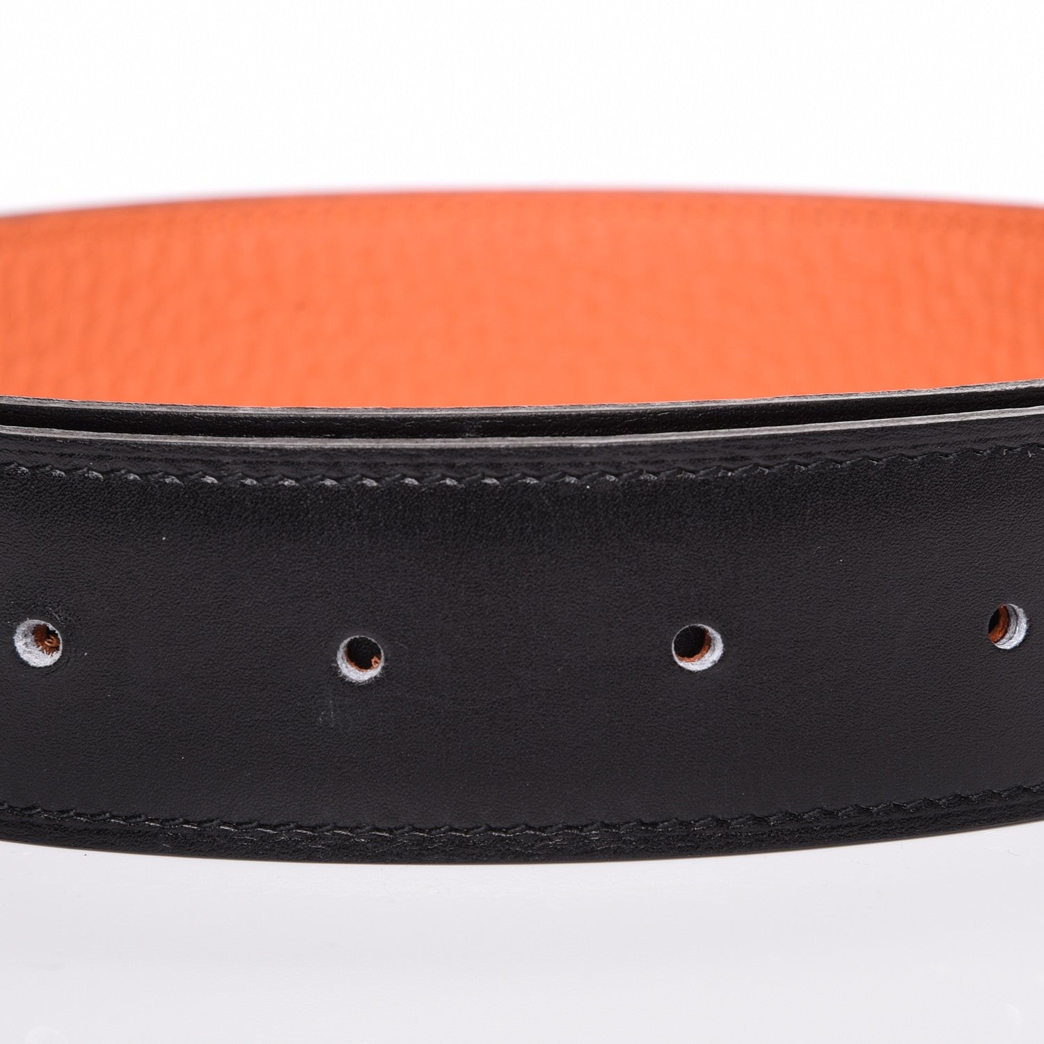 Hermes Box Togo 32mm Belt Strap 100 Black Orange 5 of 11